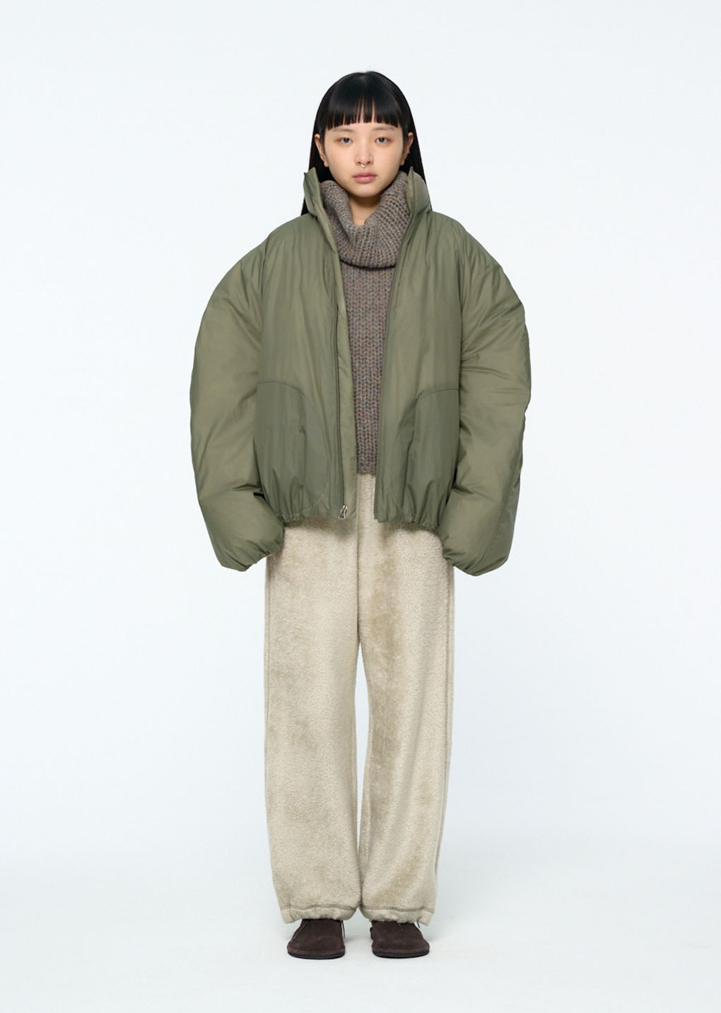 [PRE-ORDER] nylon reversible goose down puffer, khaki