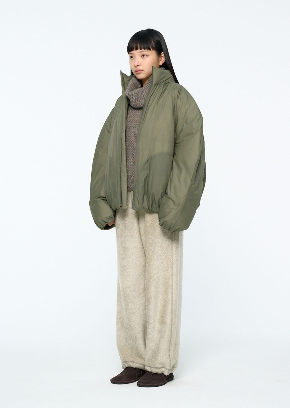 [PRE-ORDER] nylon reversible goose down puffer, khaki