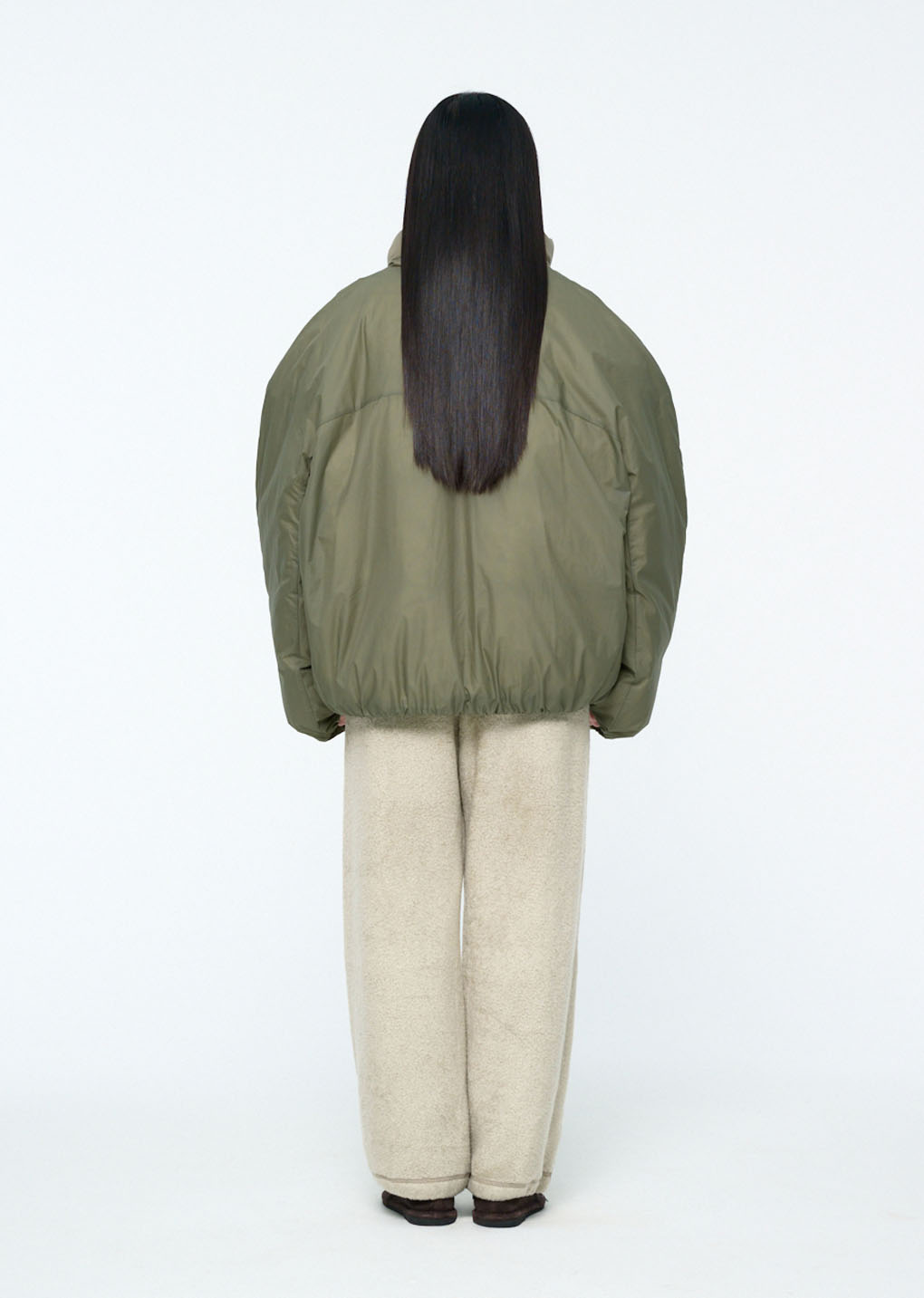 [PRE-ORDER] nylon reversible goose down puffer, khaki