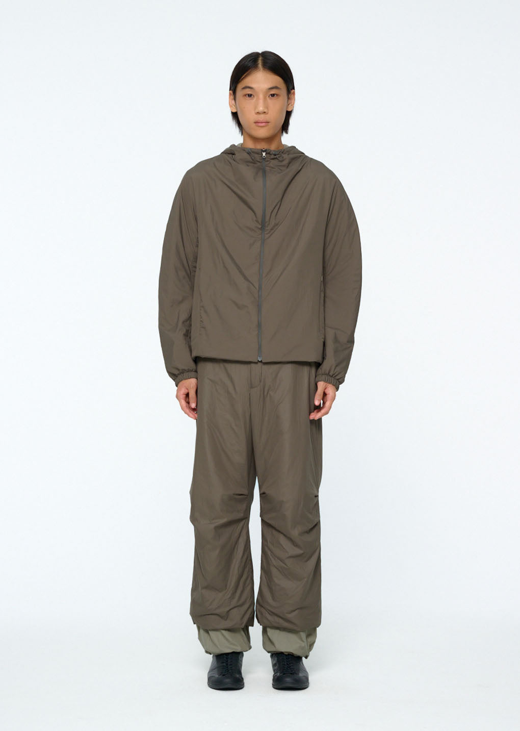 nylon reversible hood jumper, brown