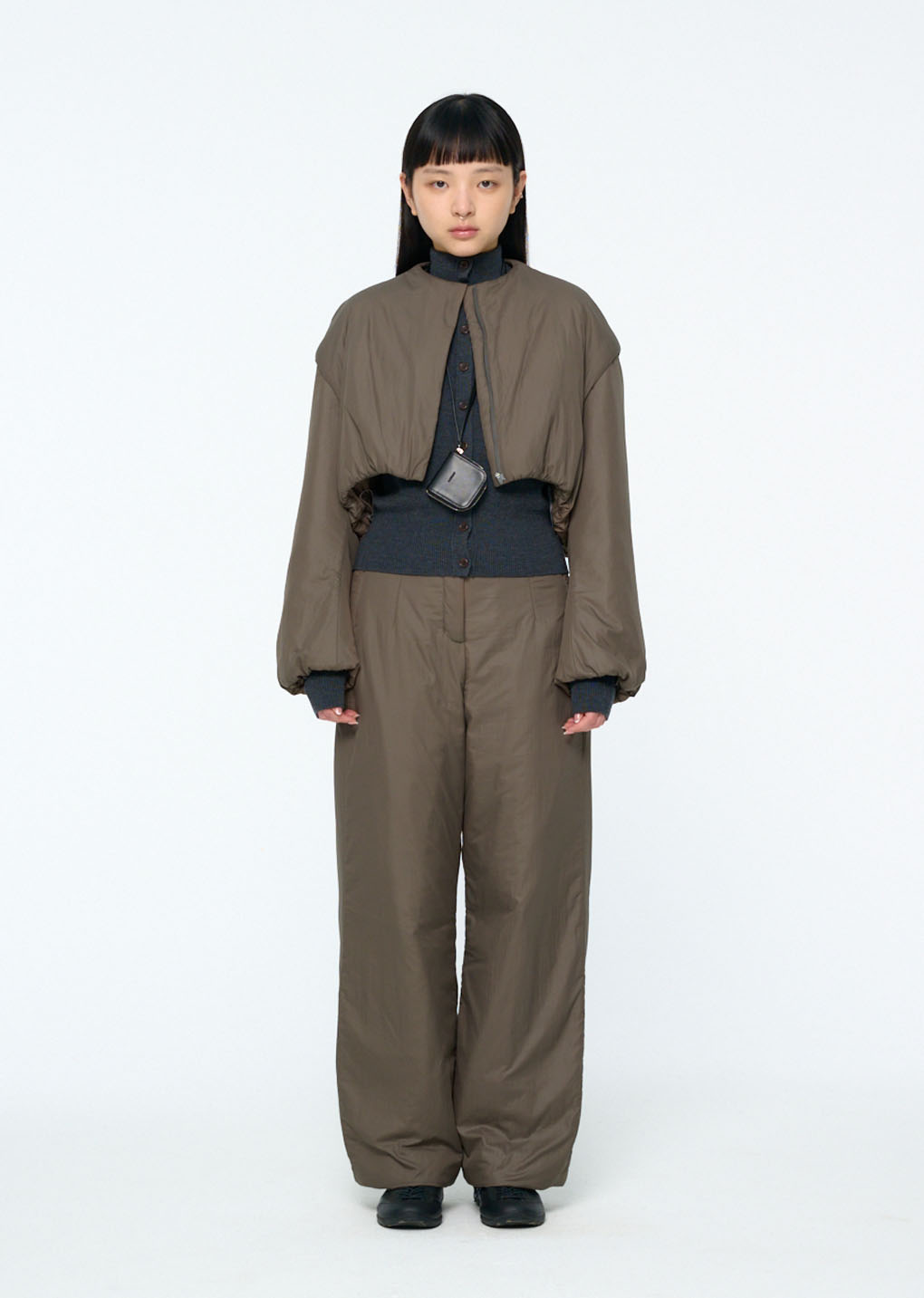 padded volume pants, brown