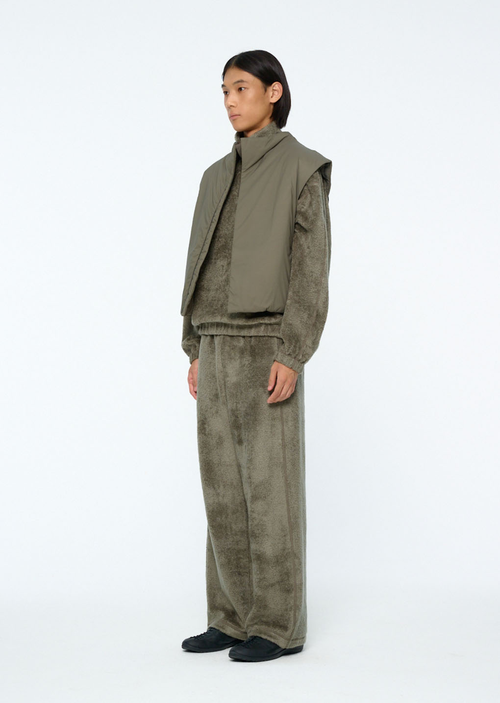 fluffy banding pants, khaki