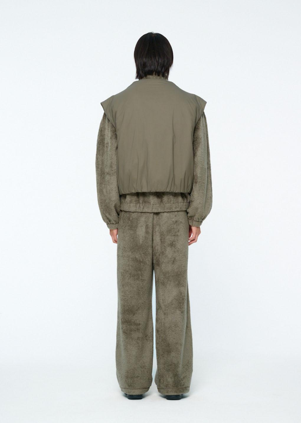 fluffy banding pants, khaki