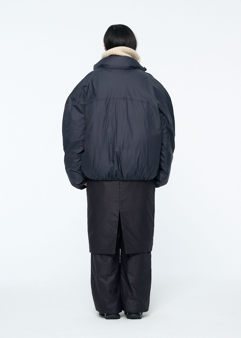 [PRE-ORDER] nylon reversible goose down puffer, charcoal