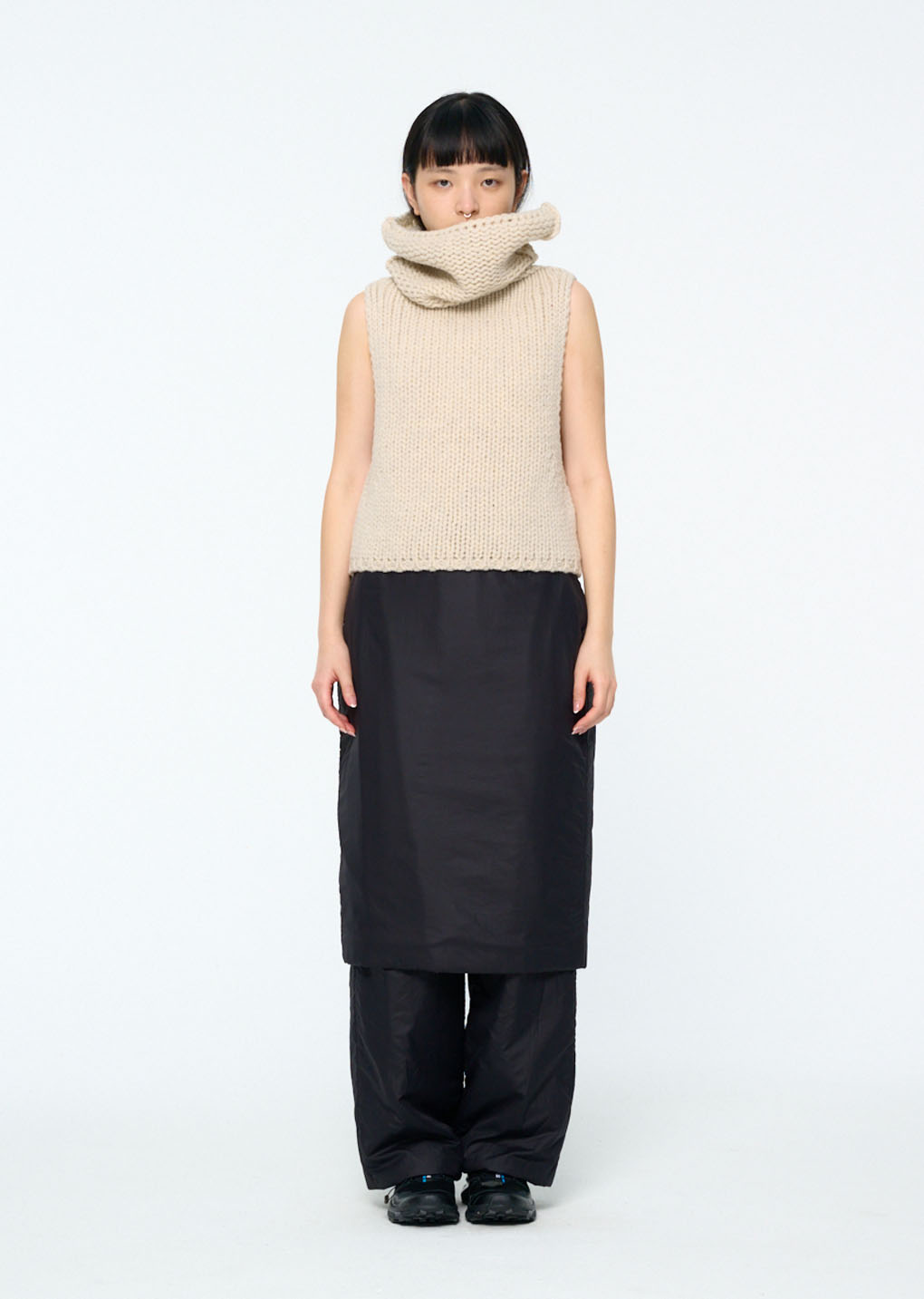 hand knitted vest, ecru