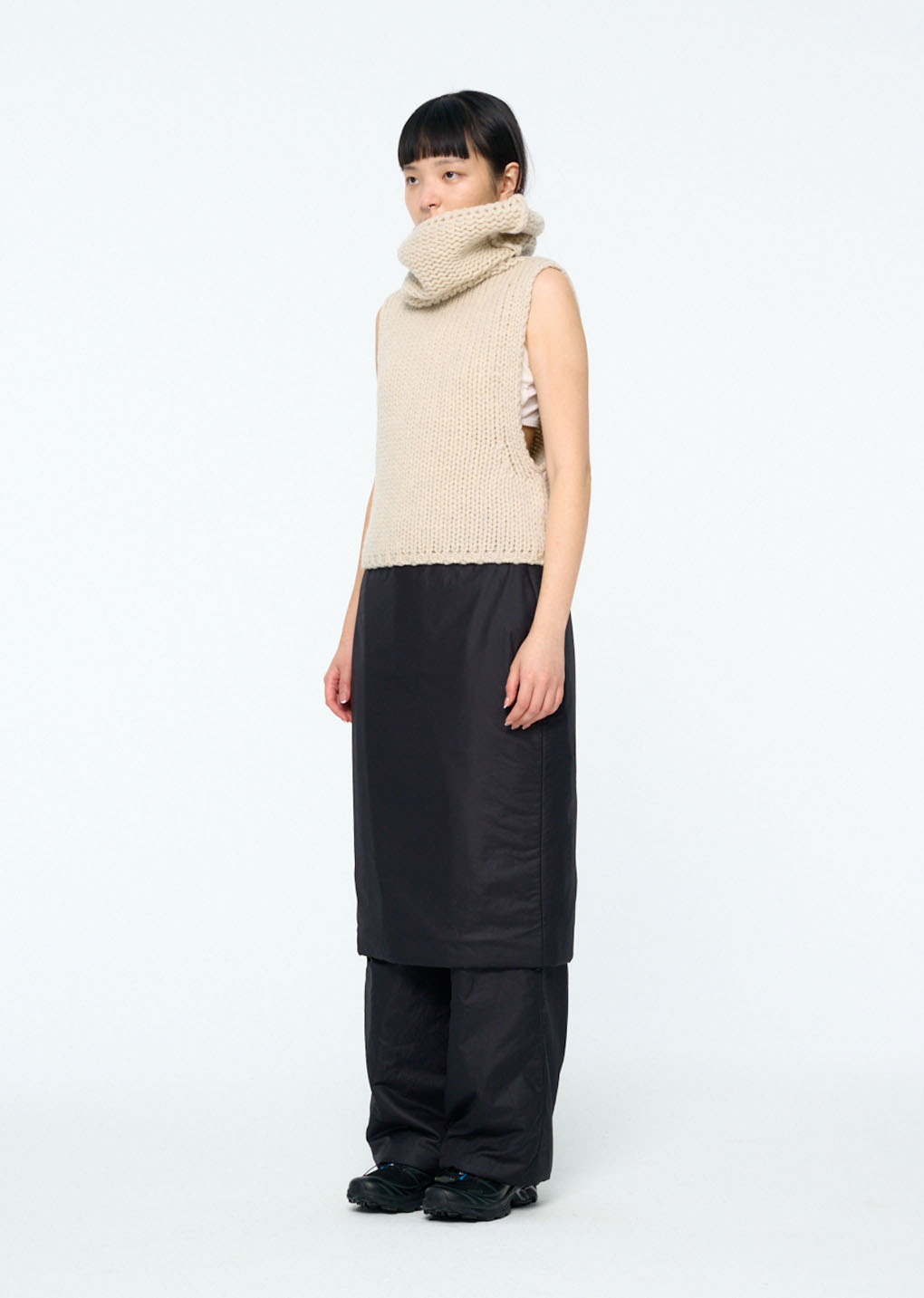 hand knitted vest, ecru