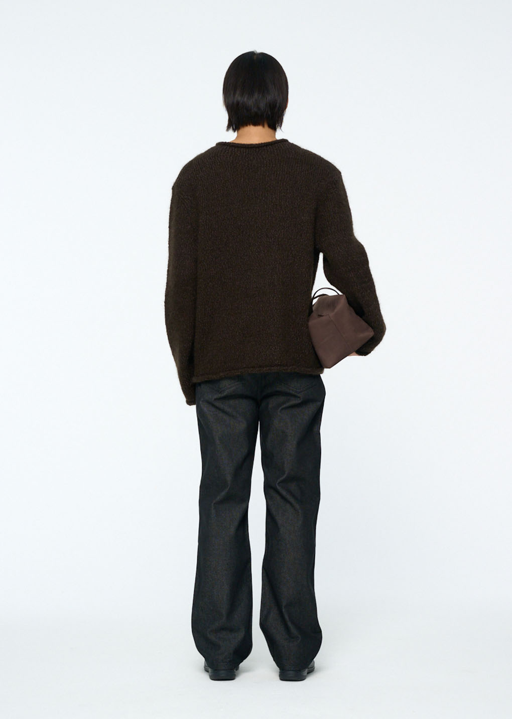 hairy slub pullover, dark brown