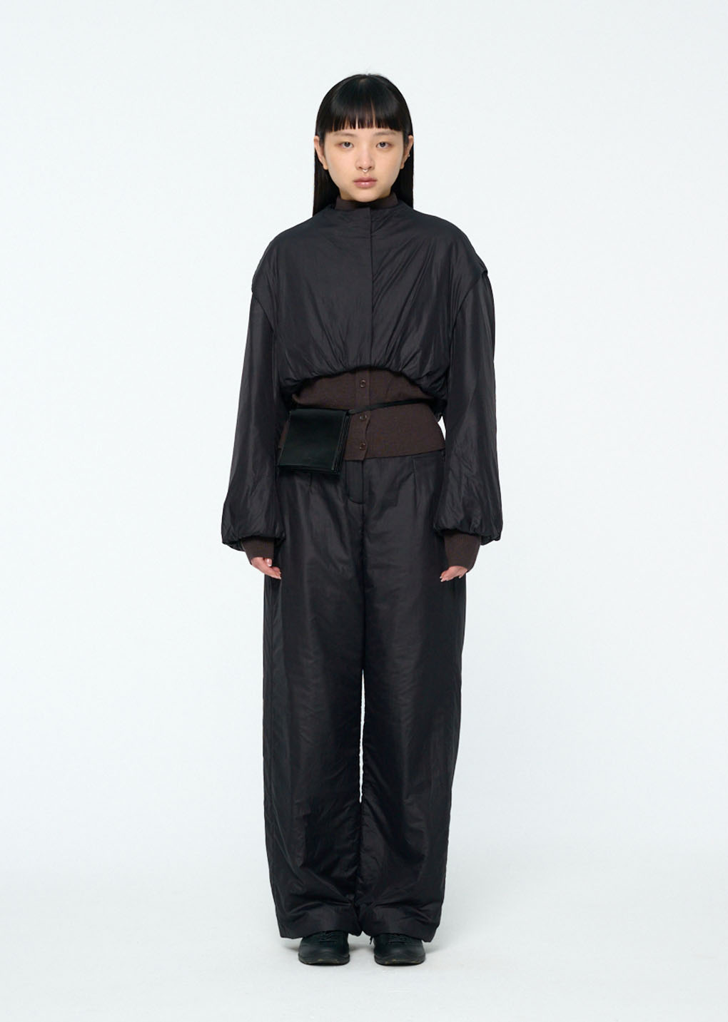 padded volume pants, black