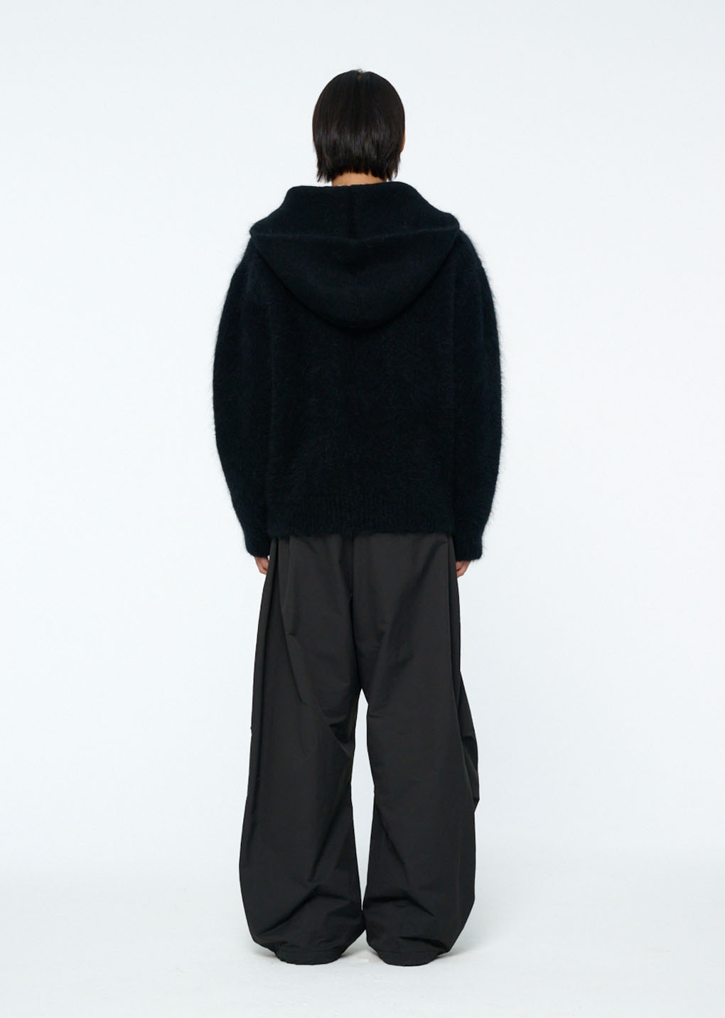 hairy rounded pullover, black