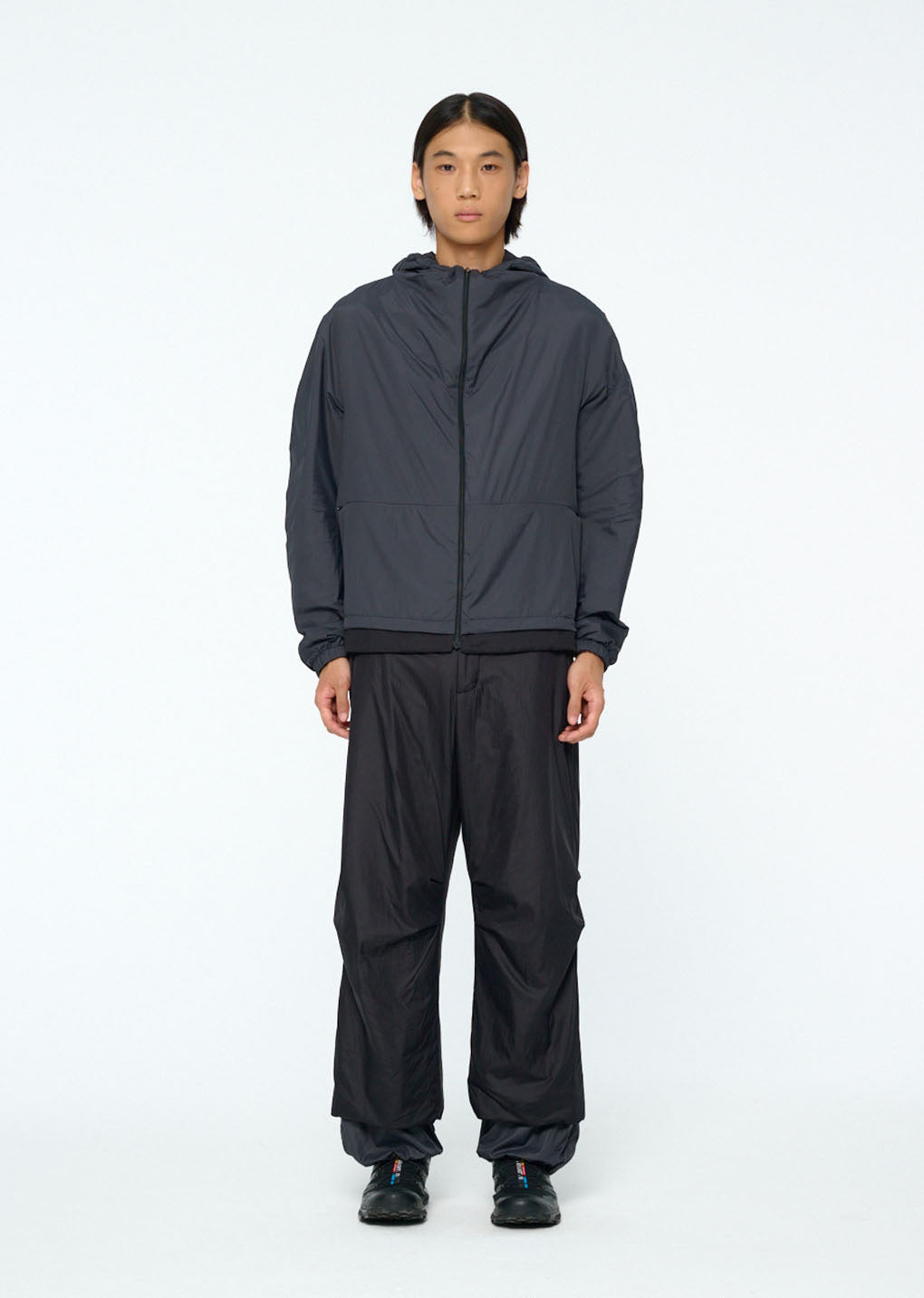 nylon reversible hood jumper, black