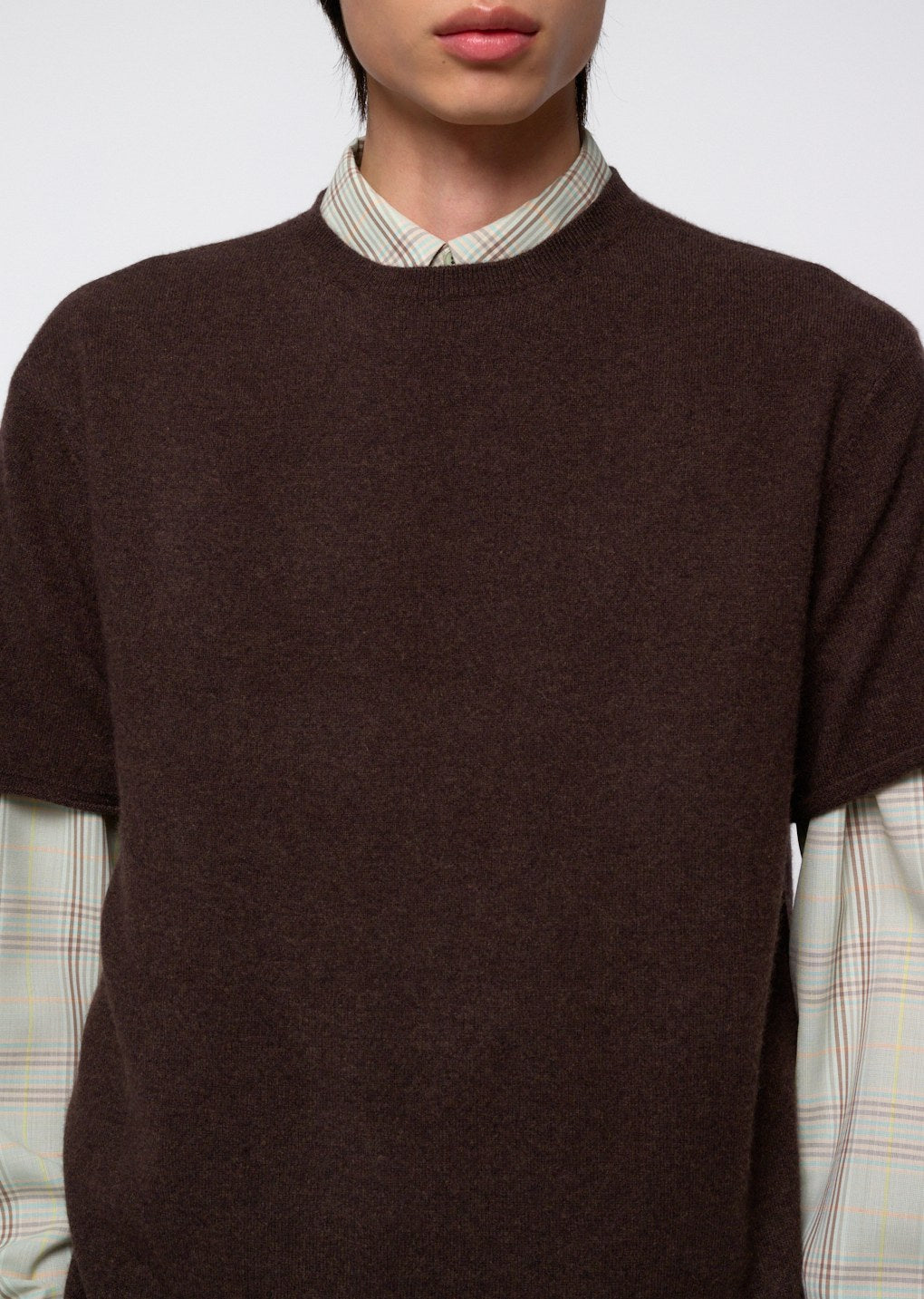 cashmere easy half sleeve knit, brown
