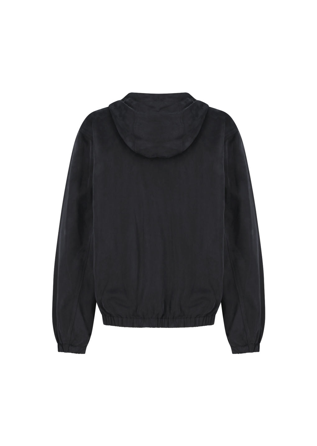 cupro hood zip up jumper, black hover
