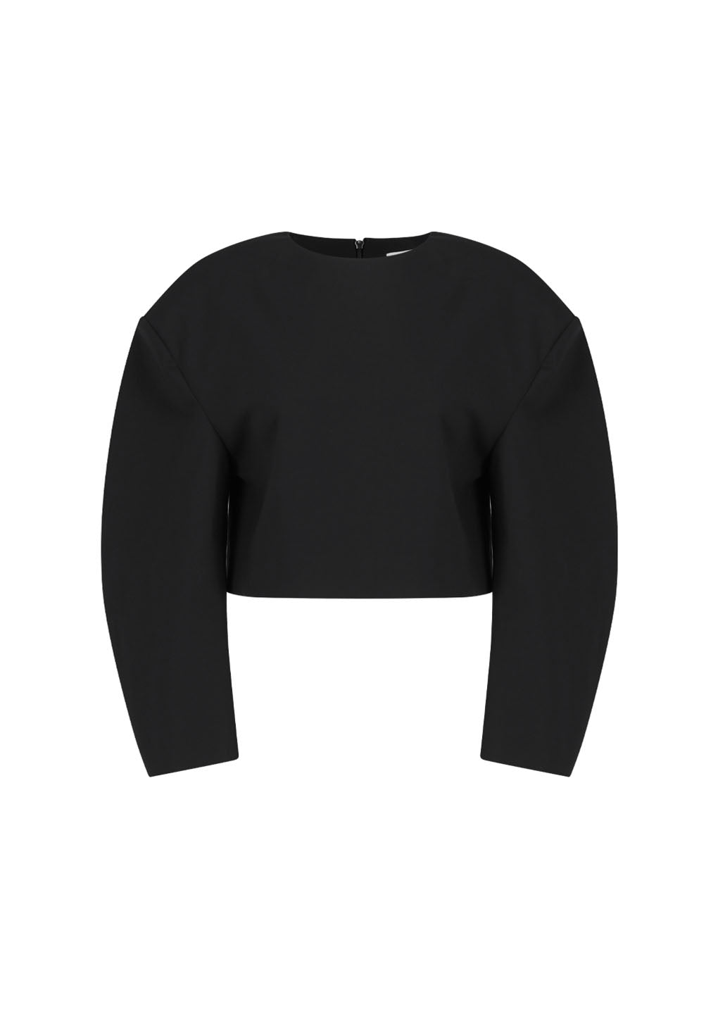 curved crop top, black