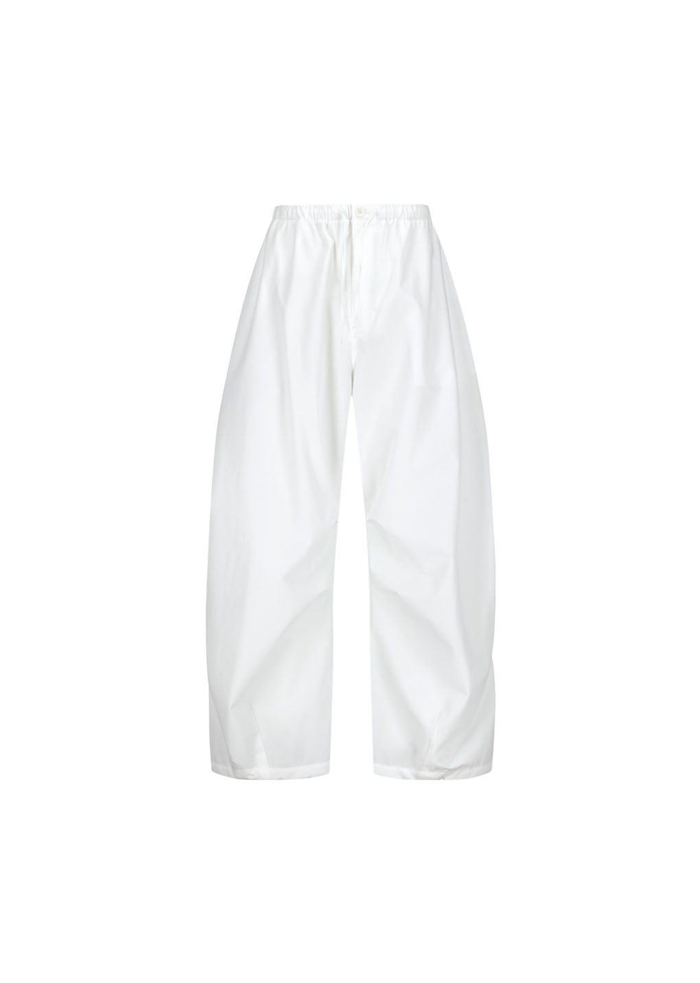 drawstring wide fatigue pants, white