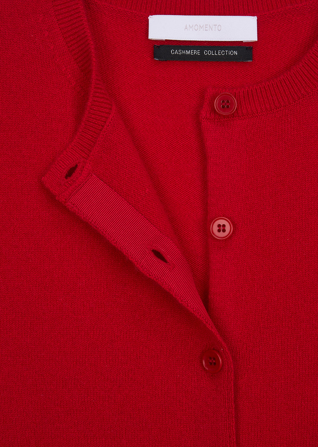 cashmere crewneck cardigan, red