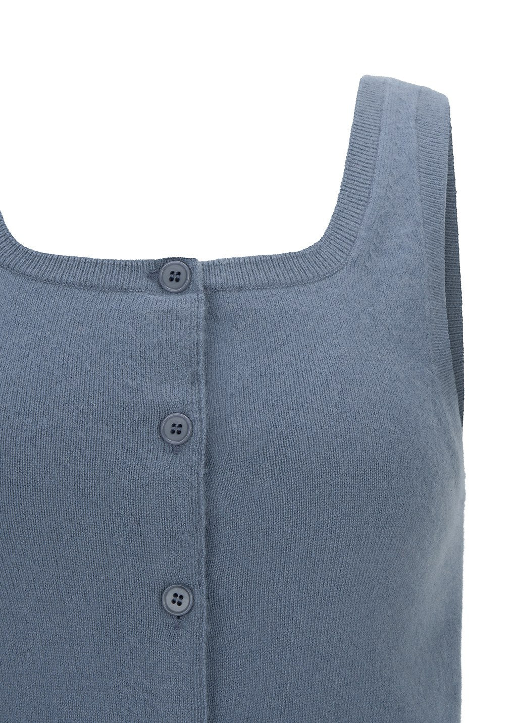 cashmere button up u-neck vest, blue