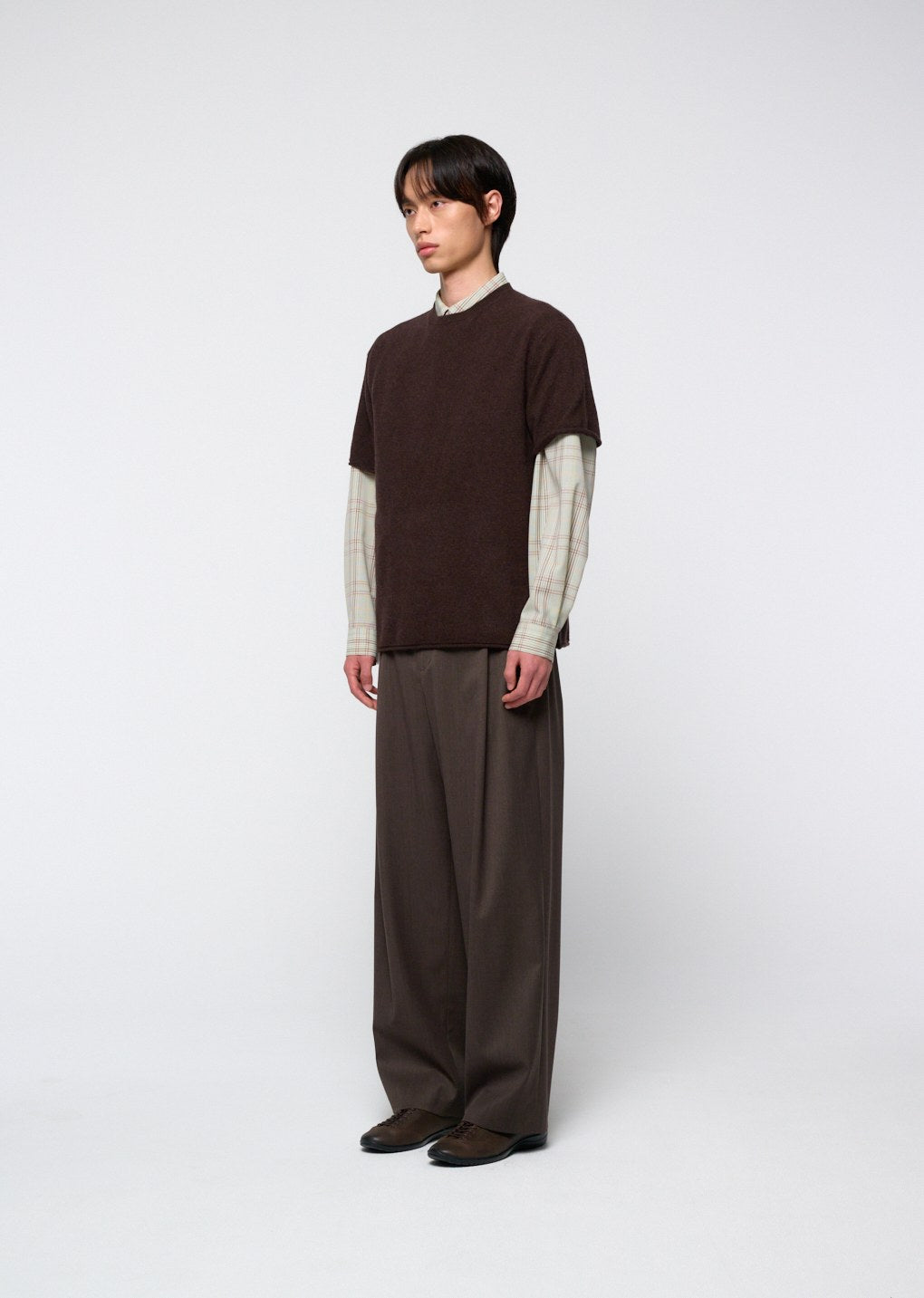 cashmere easy half sleeve knit, brown