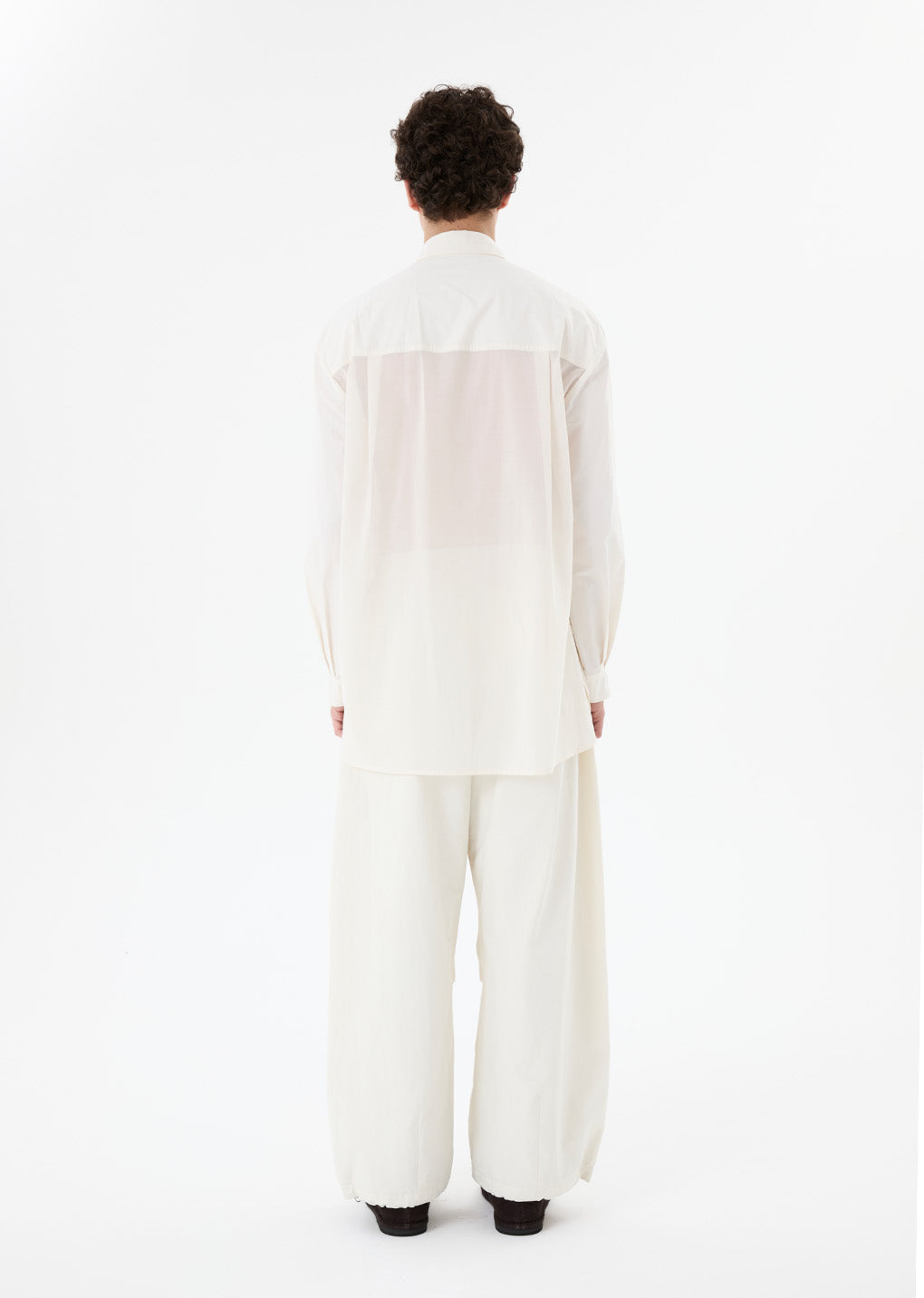 drawstring wide fatigue pants, ecru