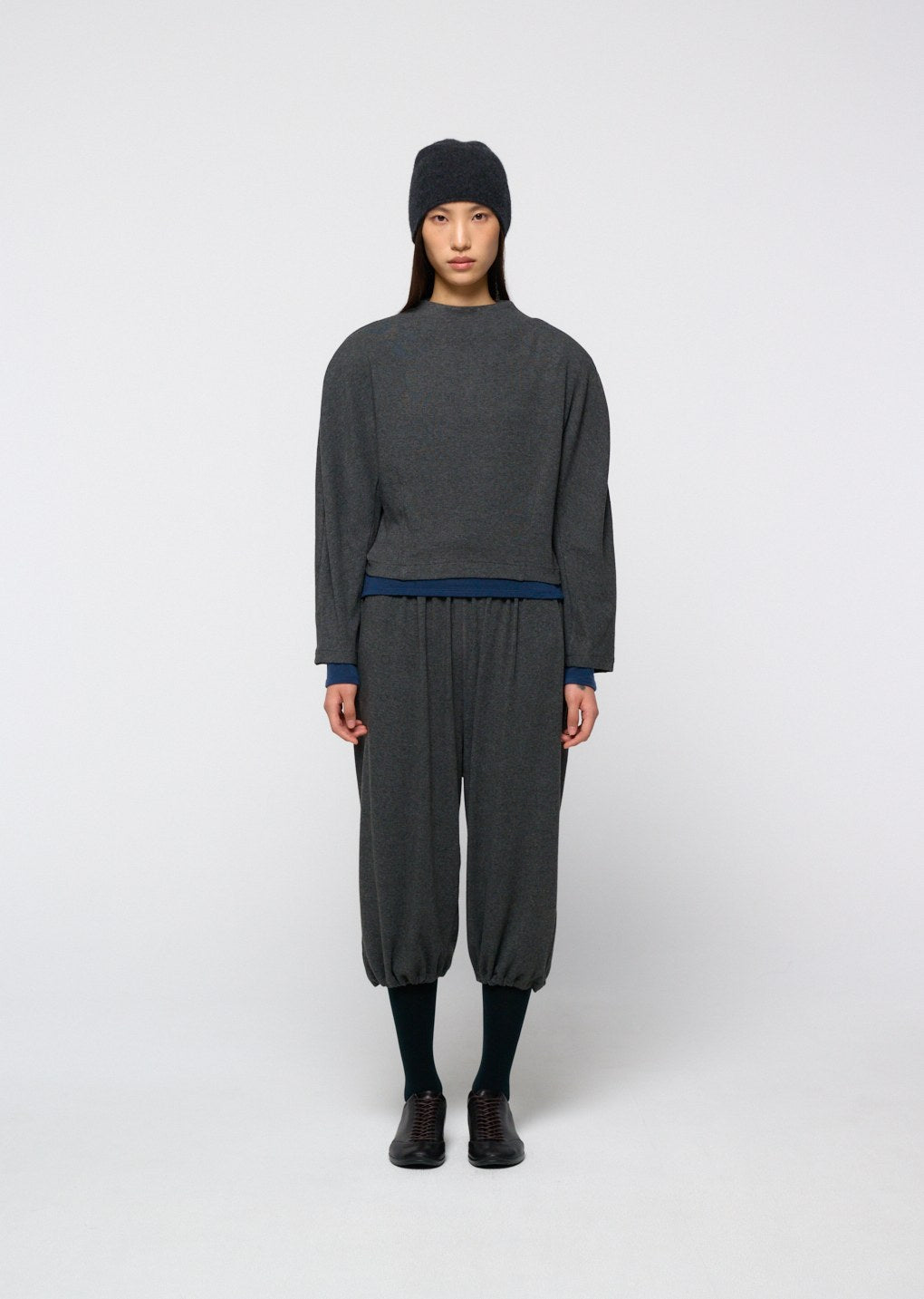 cashmere knit beanie, charcoal hover