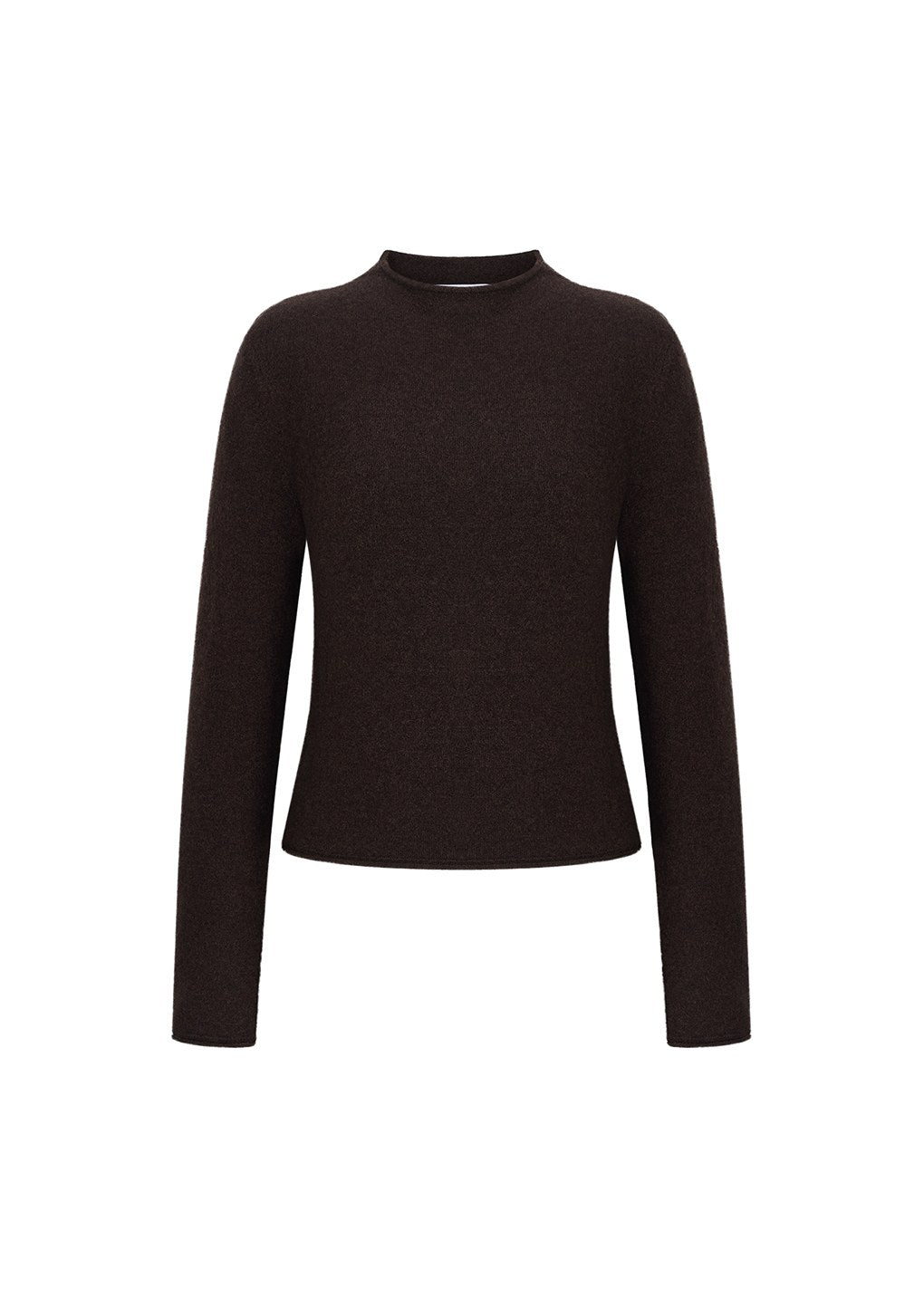 cashmere half neck knit top, brown
