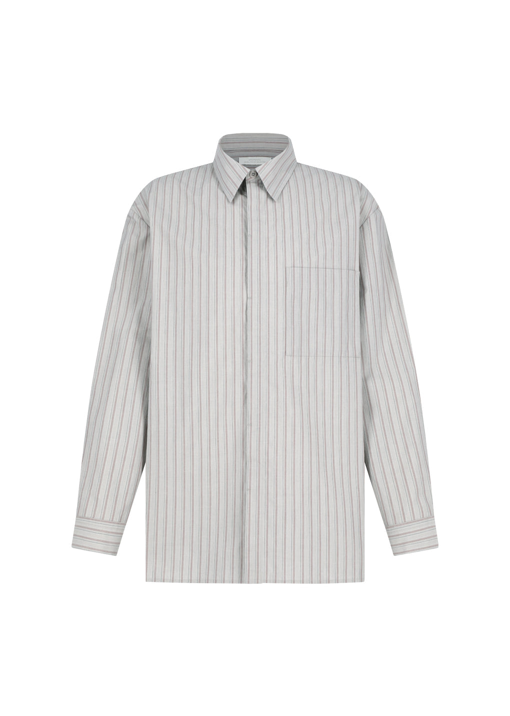 stripe square pocket oversized shirts, grey