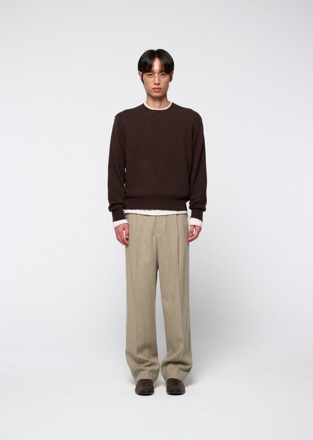 cashmere crewneck knit, brown hover