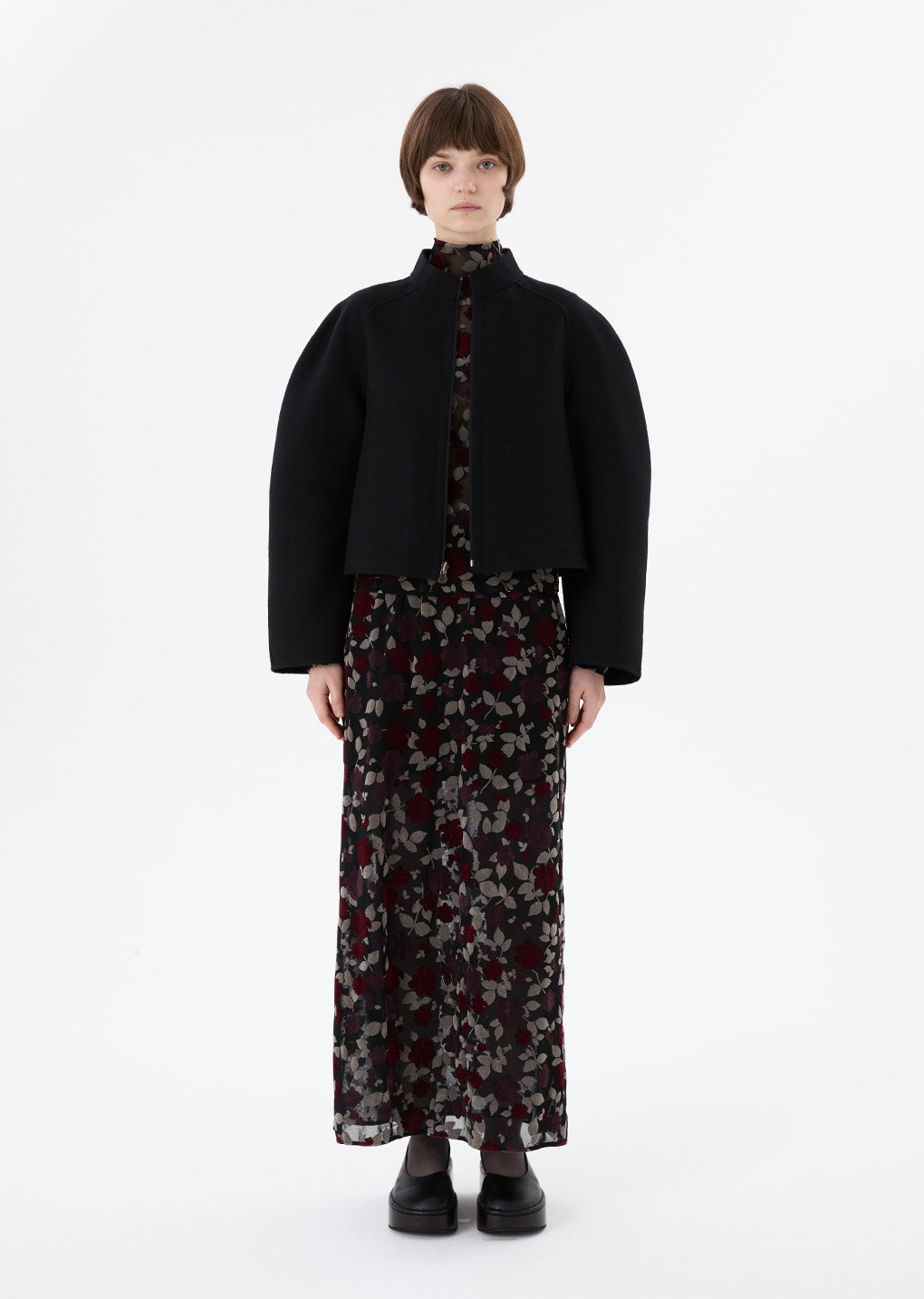 floral long skirt, black hover