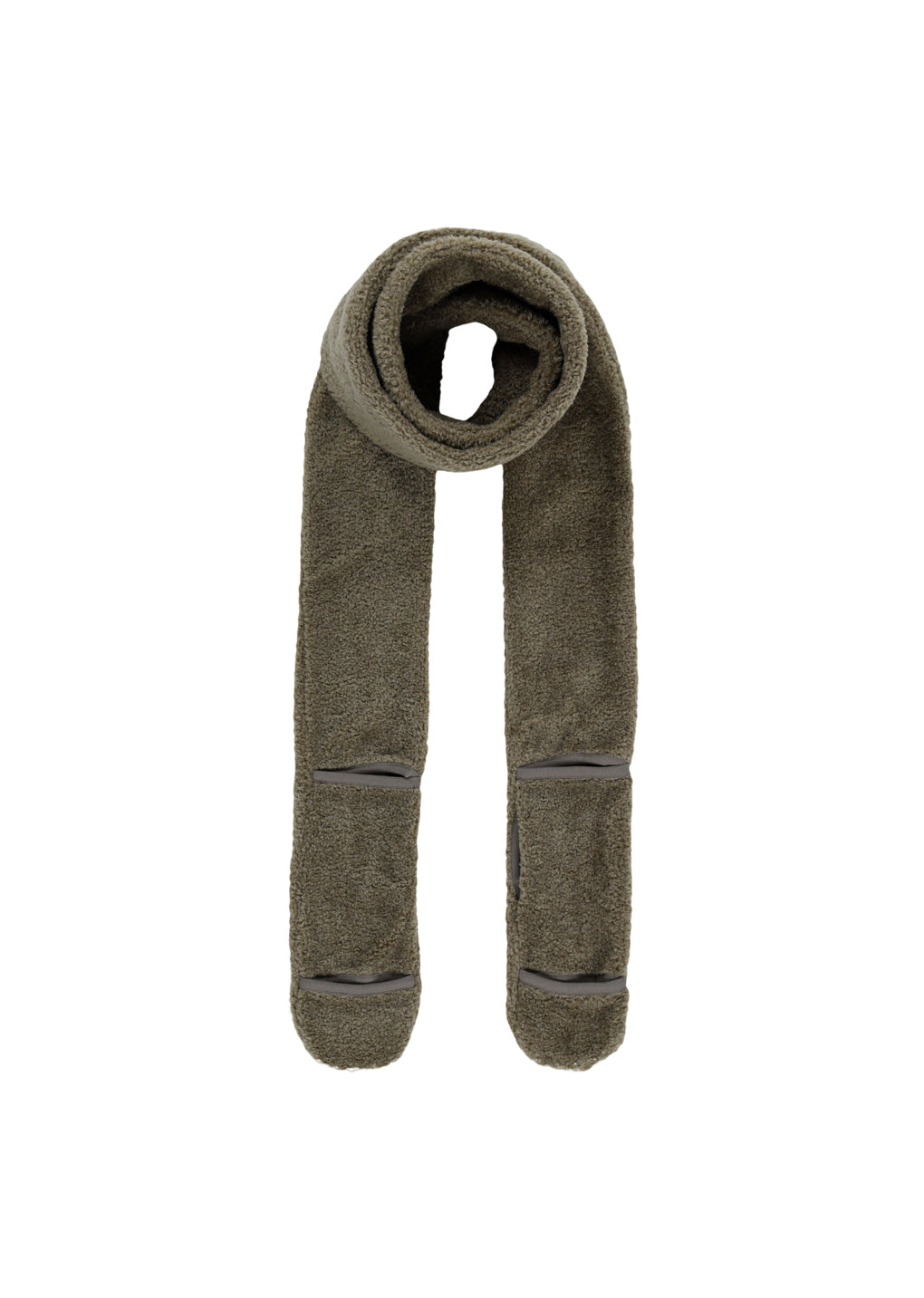 fluffy glove scarf, khaki