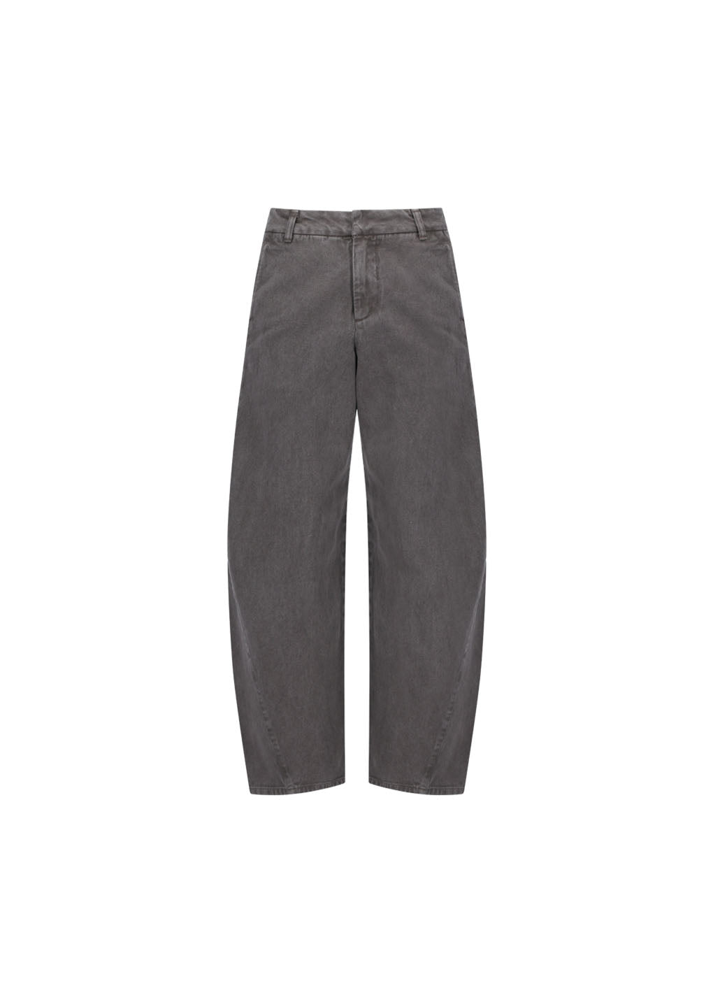 garments dyed curved seam denim, brown