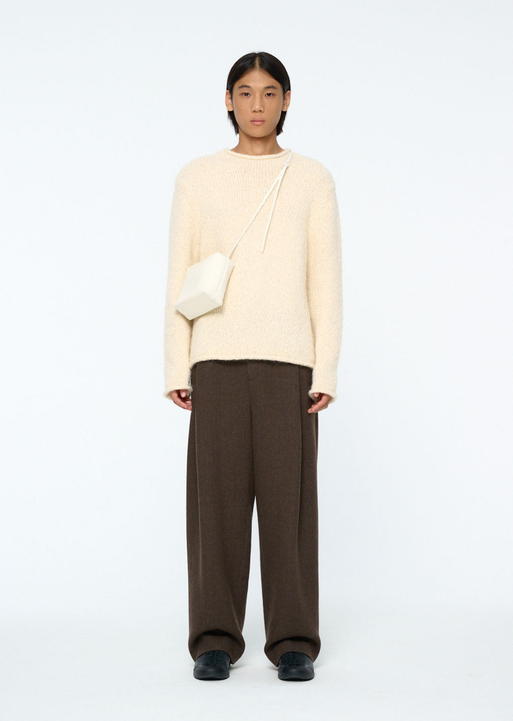 hairy slub pullover, ecru hover