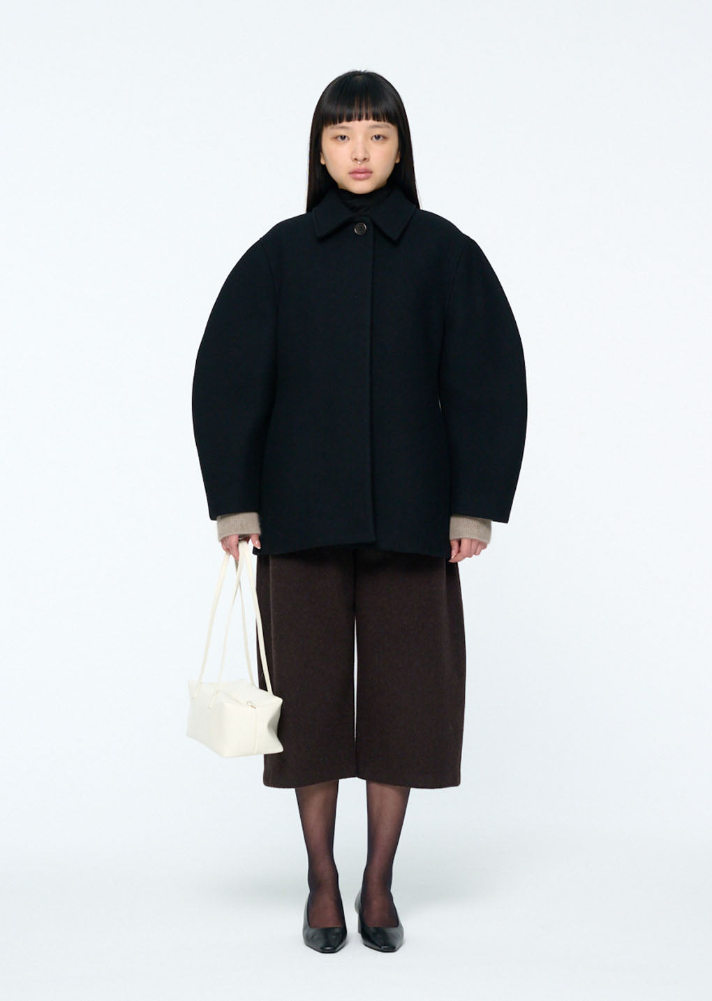 hourglass half coat, black hover