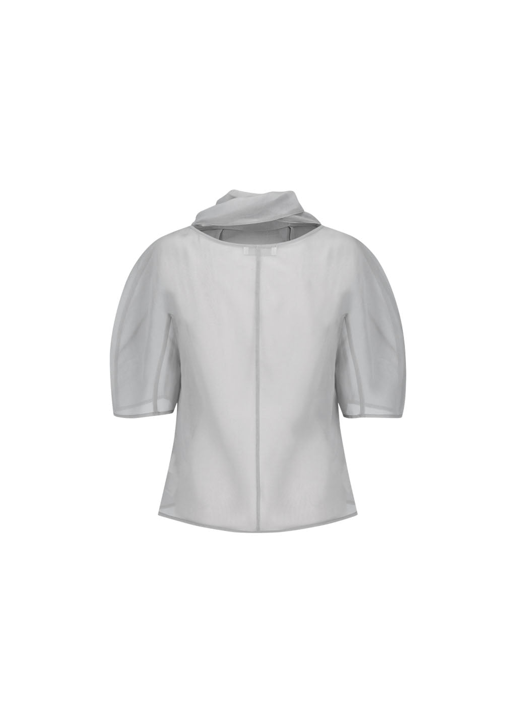 knotted collar top, grey hover