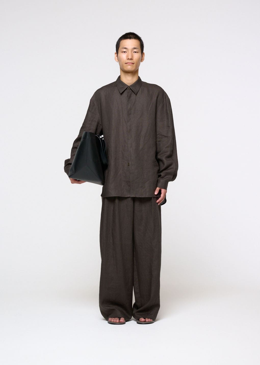 linen oversized shirt, khaki grey hover