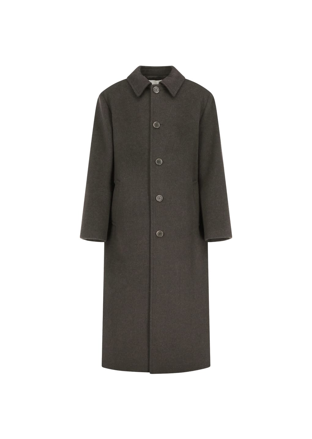 mens single breasted long coat, dark brown