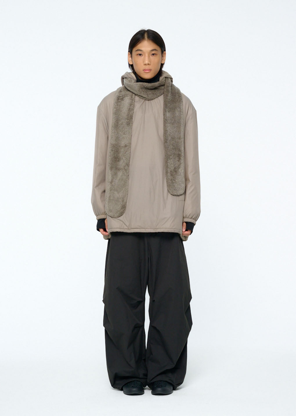 nylon reversible padded poncho, beige hover