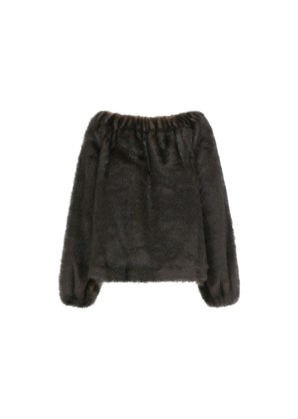 shearing off shoulder top, dark brown