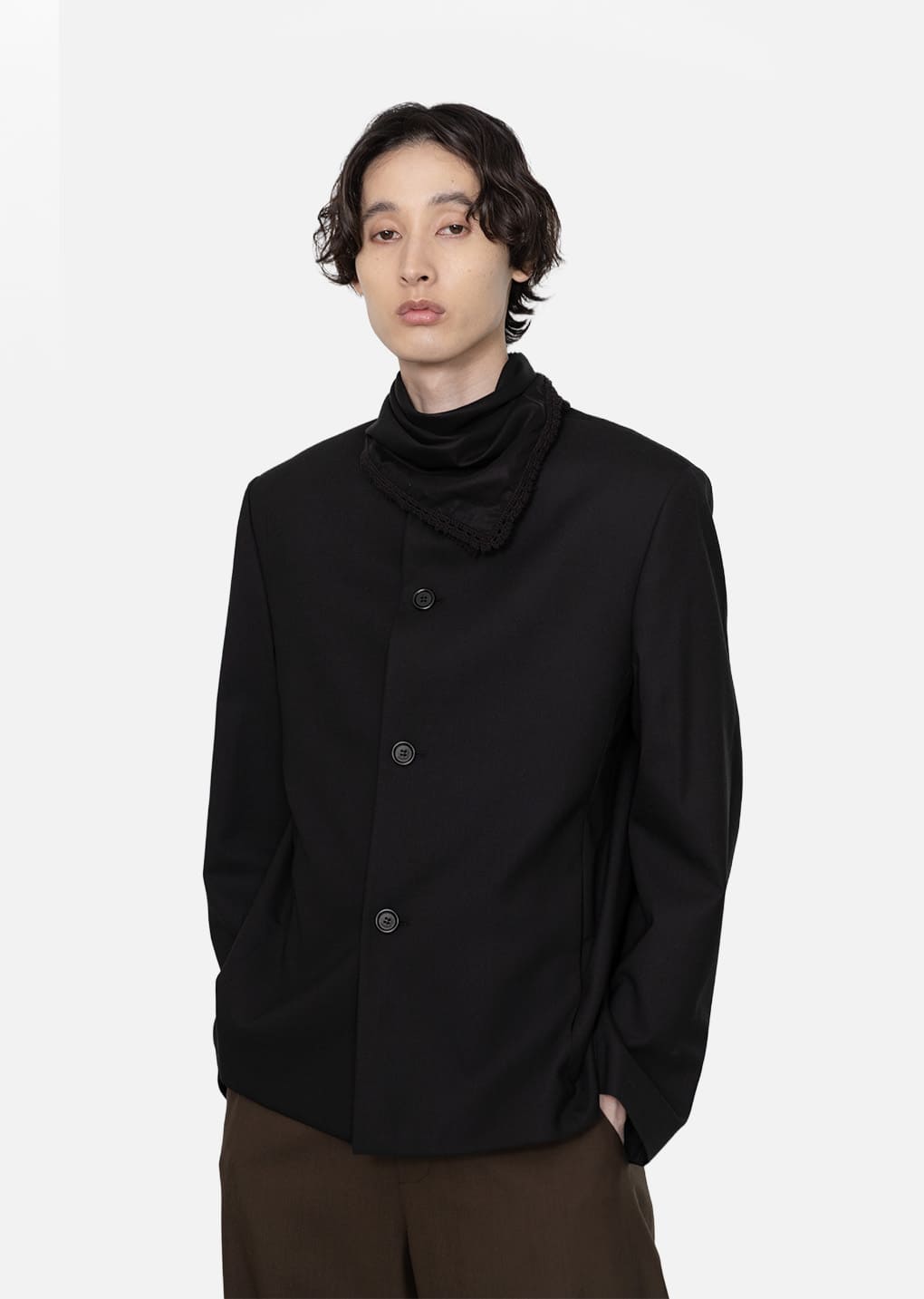 sheer cotton long scarf, black hover
