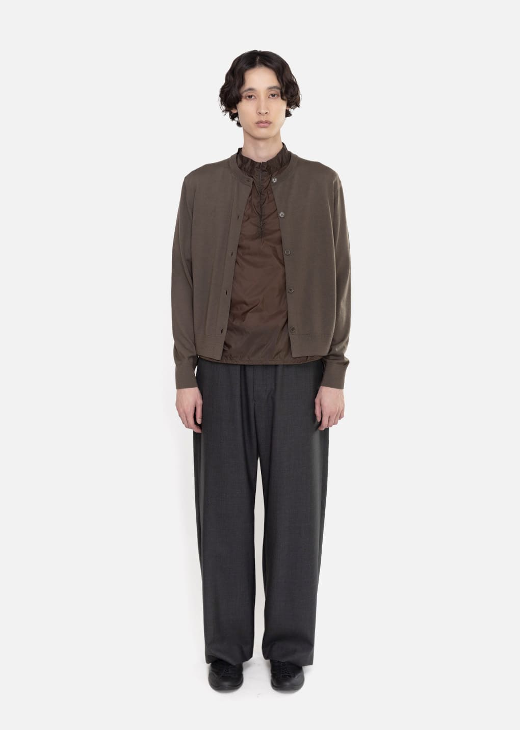 sheer hoodie anorak, brown hover