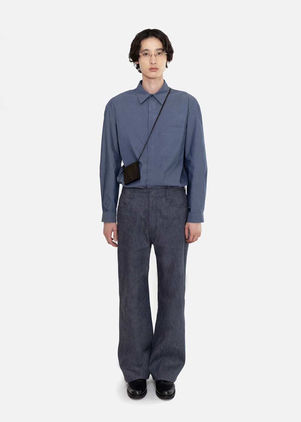 square pocket oversized shirt, indigo hover