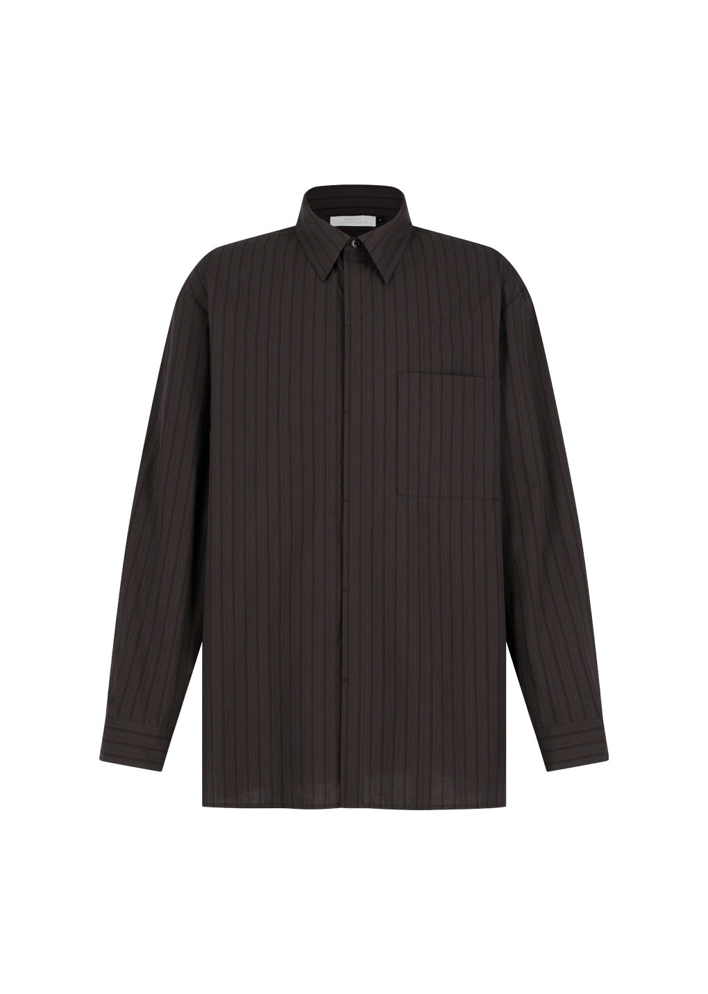 stripe square pocket oversized shirts, brown