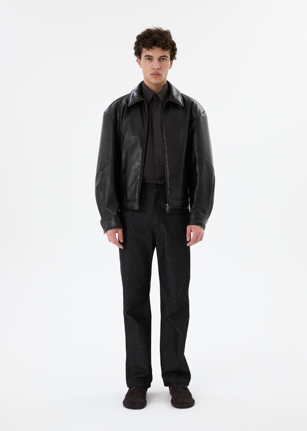 synthetic leather blouson, black hover