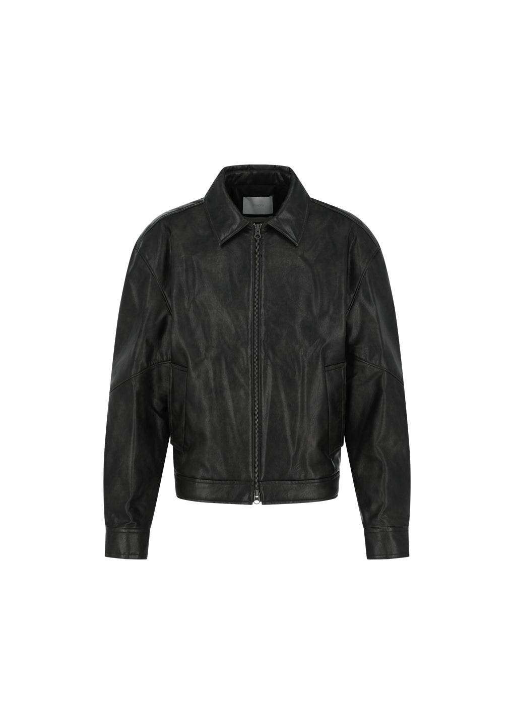 synthetic leather blouson, black