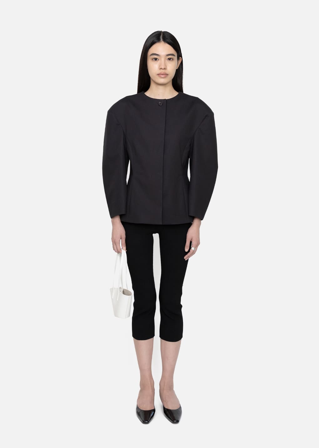 wholegarment knit capri pants, black hover