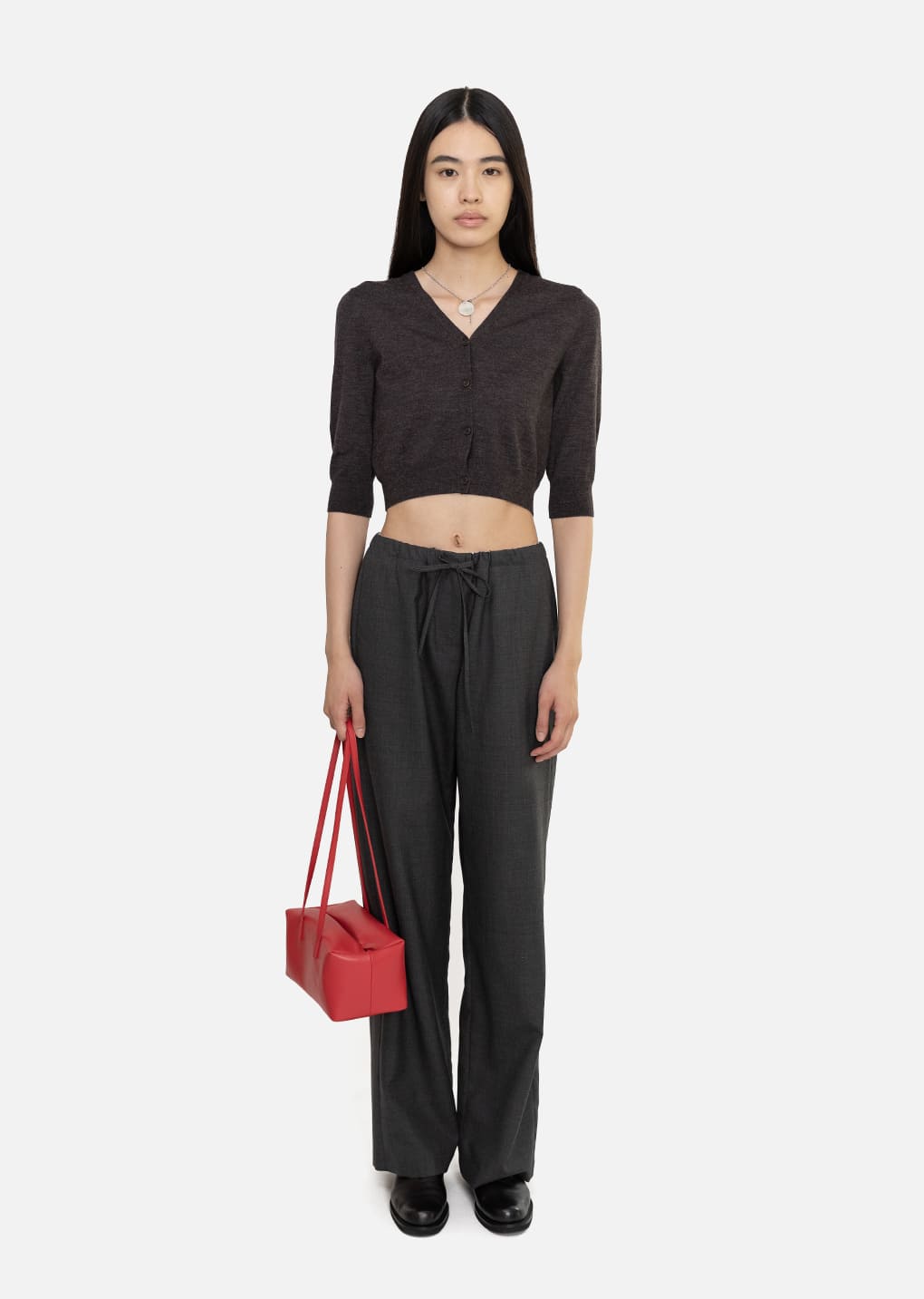 wool banding pants, charcoal hover