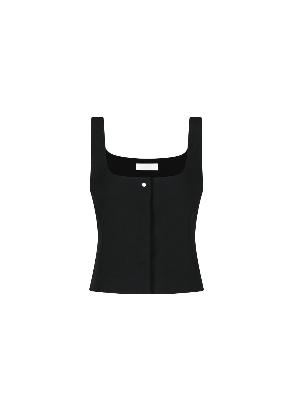 wool snap button down vest, black